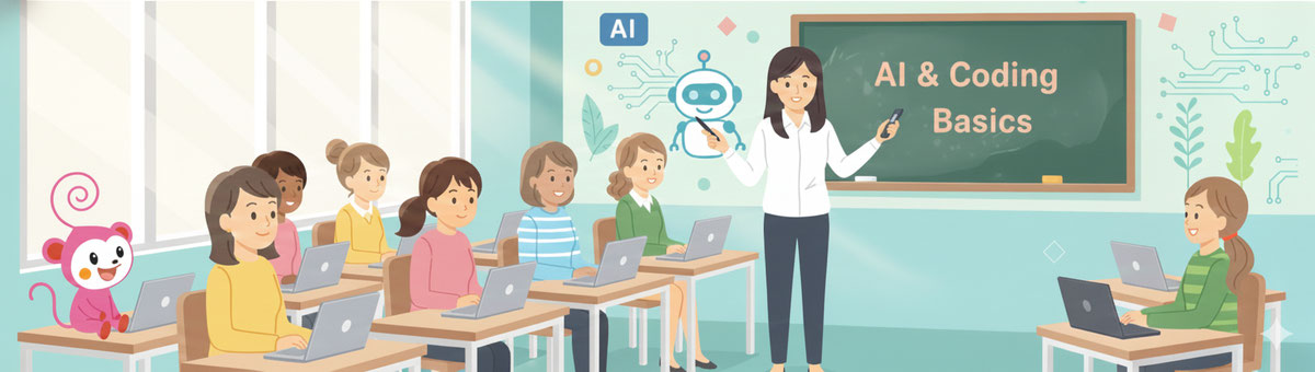 AIとコーディングを学ぶ教室イメージ