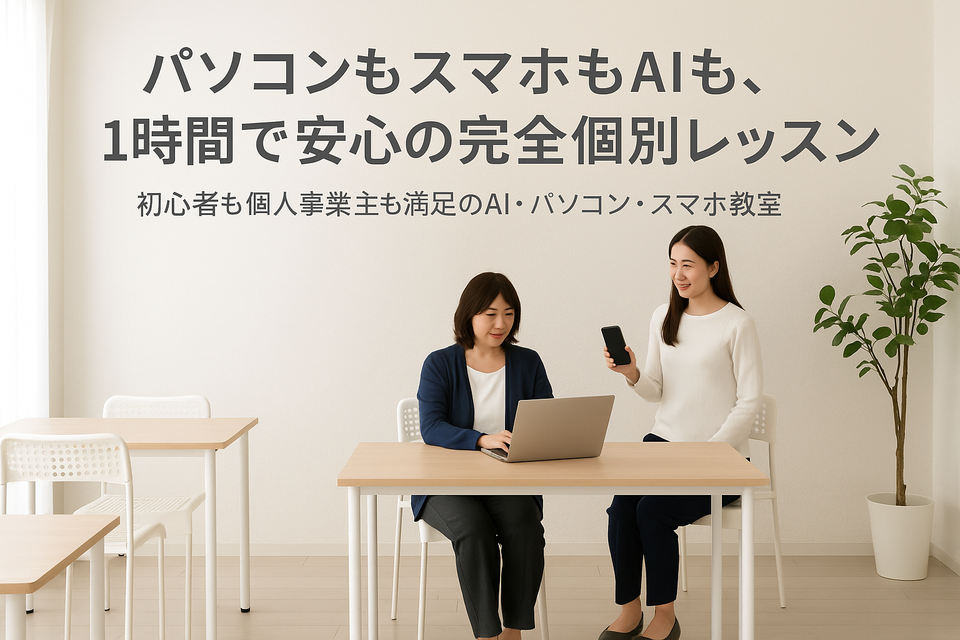 シニアの方にスマホの使い方を教える様子